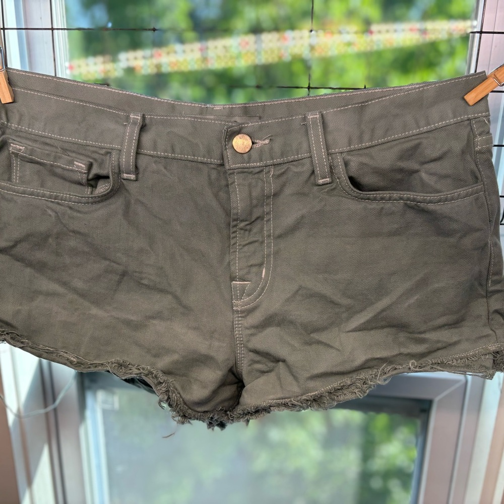 Dyed J Brand White Sachi Distressed Cut-Off Denim Shorts